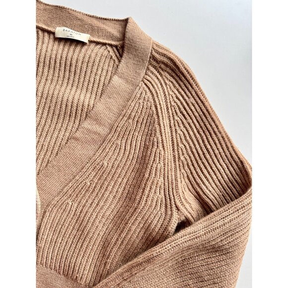 Aritzia BABATON Canberra Tan 100% Wool Knit Cropped Cardigan Sweater, Size XS - Picture 7 of 13